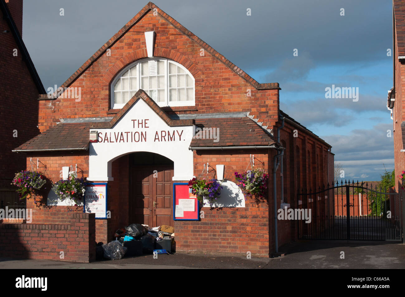 Salvation Army building with donations at the door. Redditch. Worcestershire Stock Photo