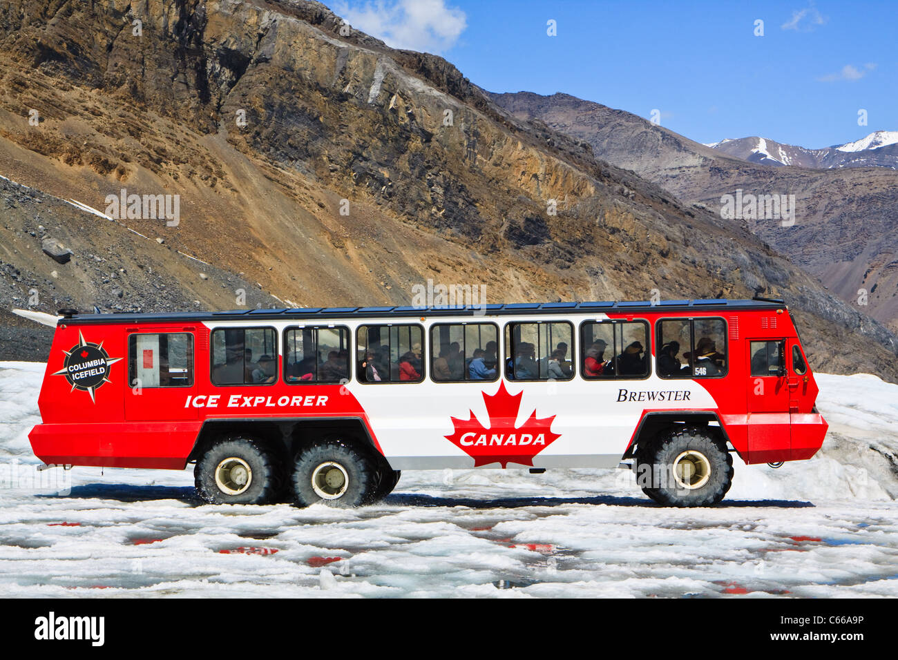 Bus on the Columbia Icefield Alberta Stock Photo