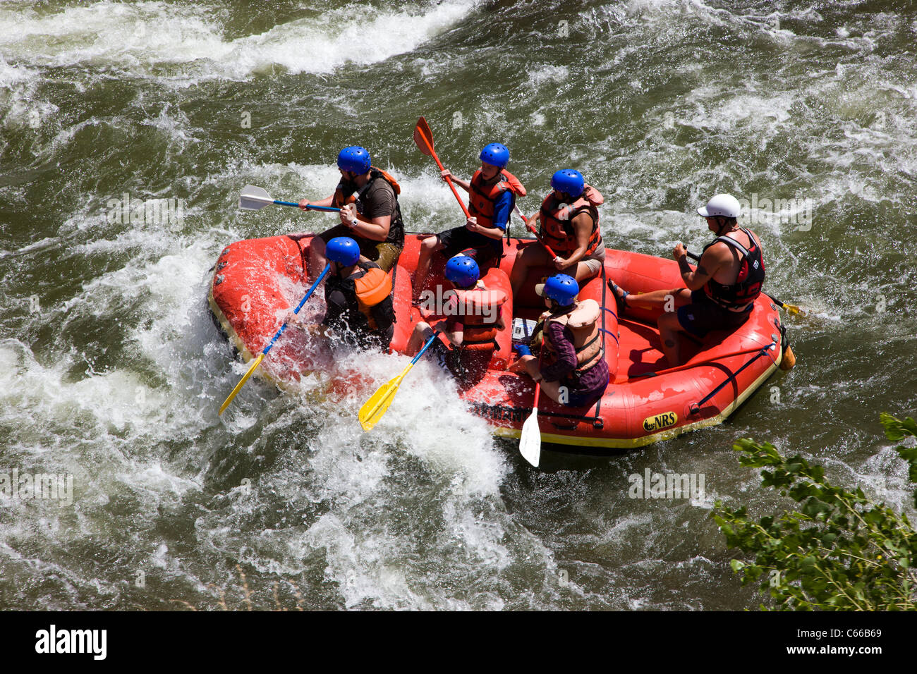 Kayaking and rafting the Arkansas River through the Royal Gorge are popular summer sports, Colorado, USA Stock Photo