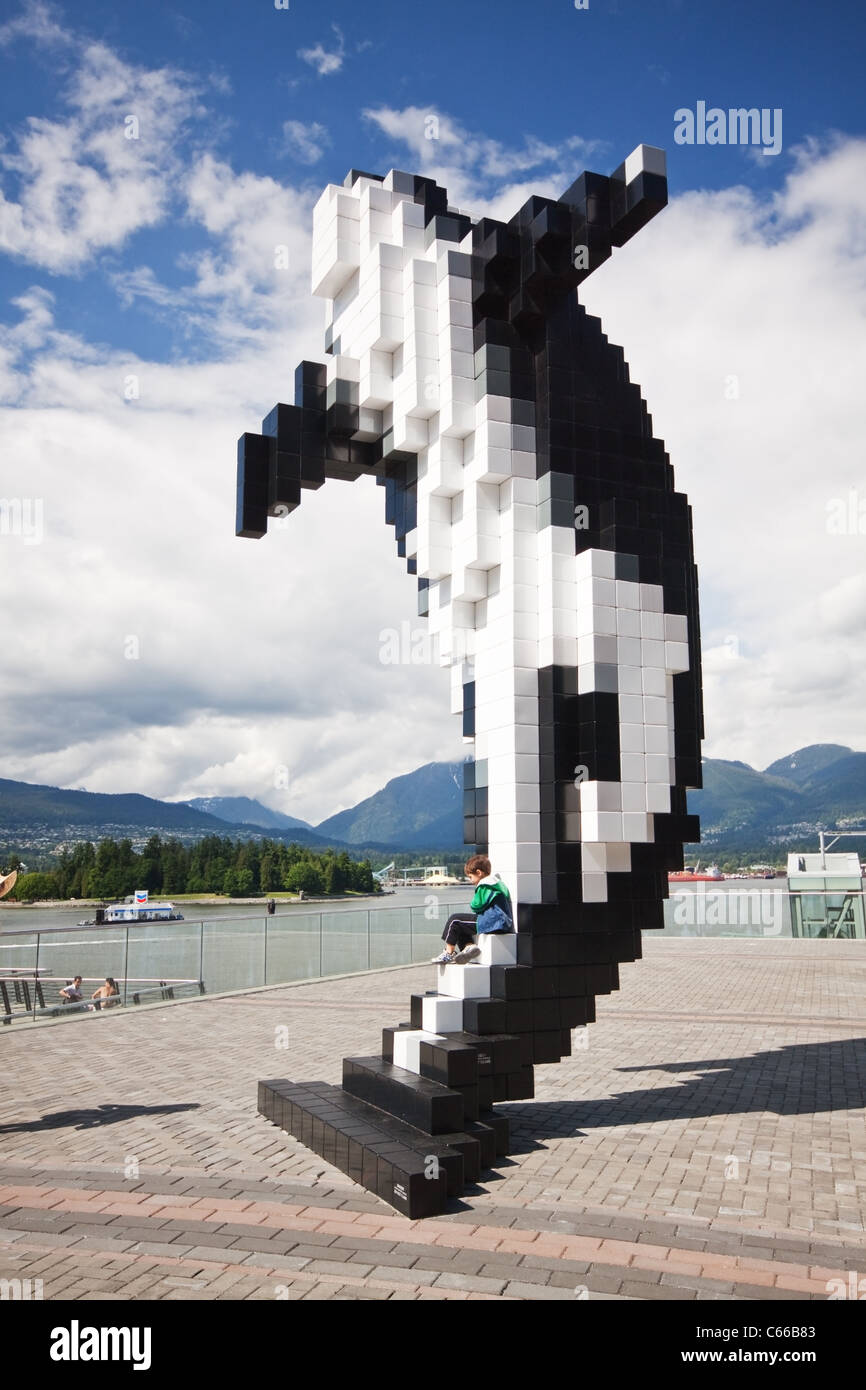 The Digital Orca Killer Whale Statue in Vancouver BC Stock Photo