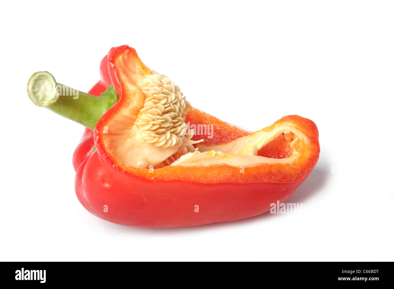 half a red pepper isolated on white background Stock Photo