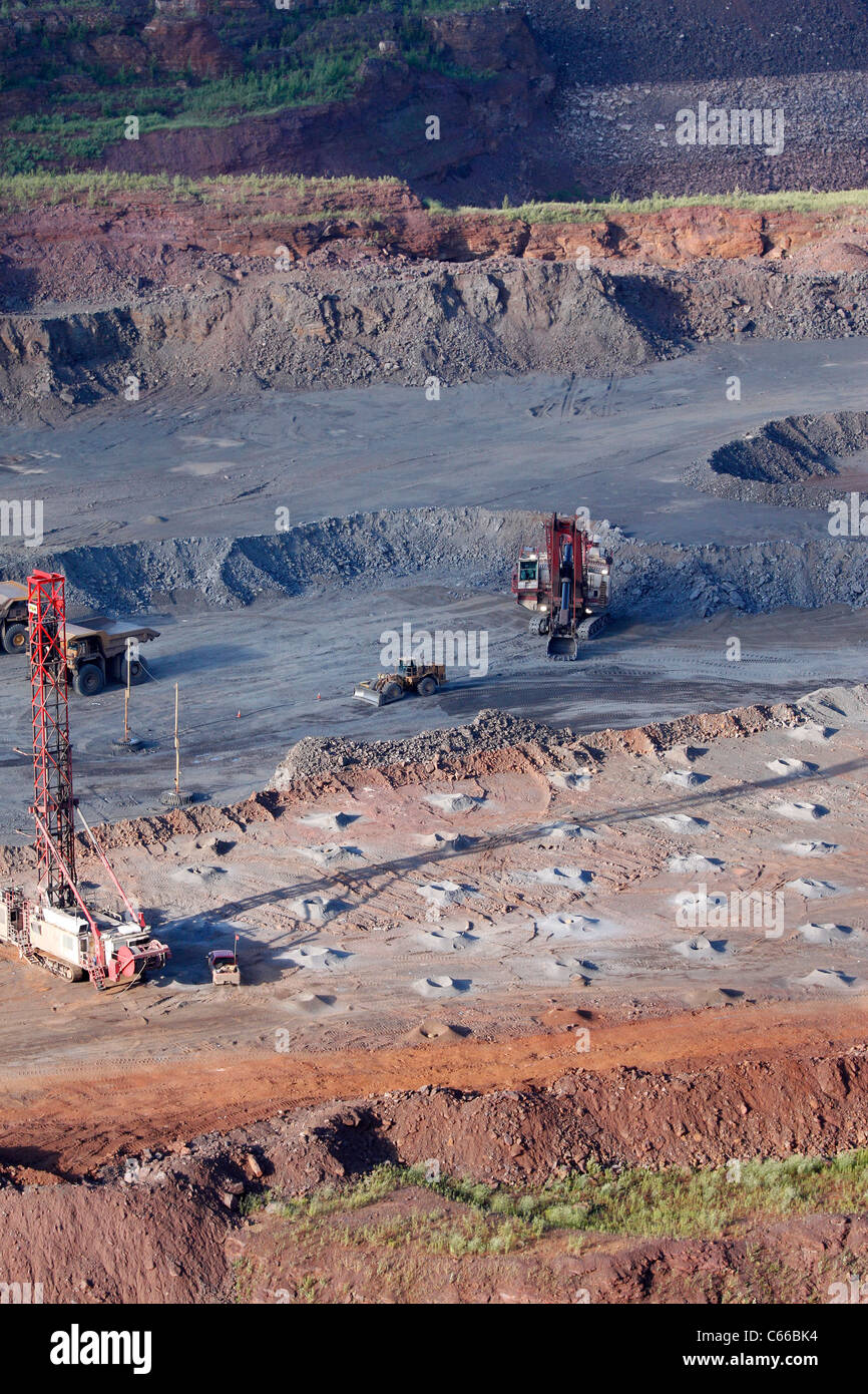 HullRustMahoning Open Pit Iron Mine, blast hole pattern Stock Photo