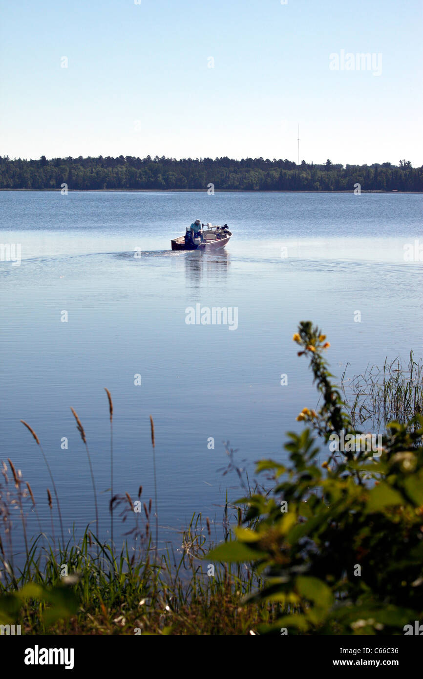 Fishing in Lake George Minnesota in morning Stock Photo