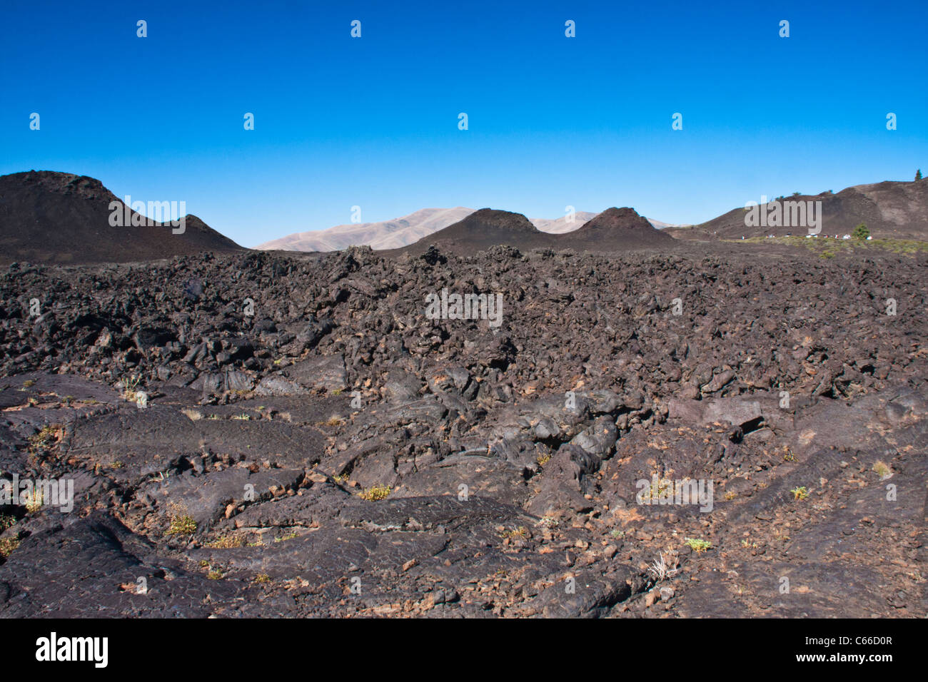 Rugged Terrain in Craters of the Moon National Monument and Preserve in Idaho. Stock Photo