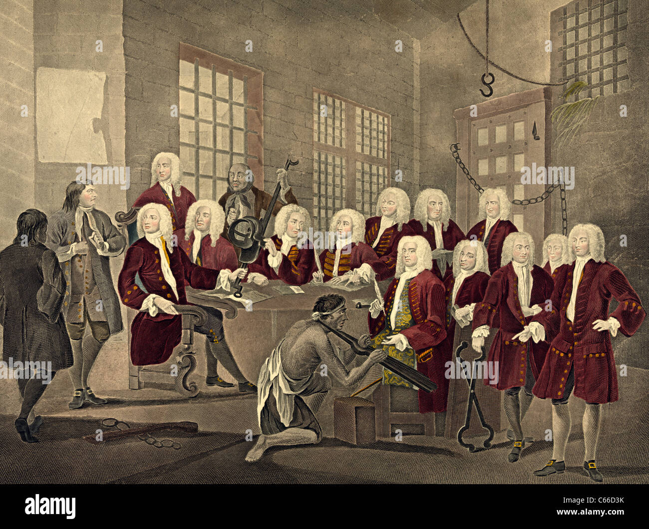 Bambridge on trial for murder by a committee of the House of Commons, circa 1730 Stock Photo