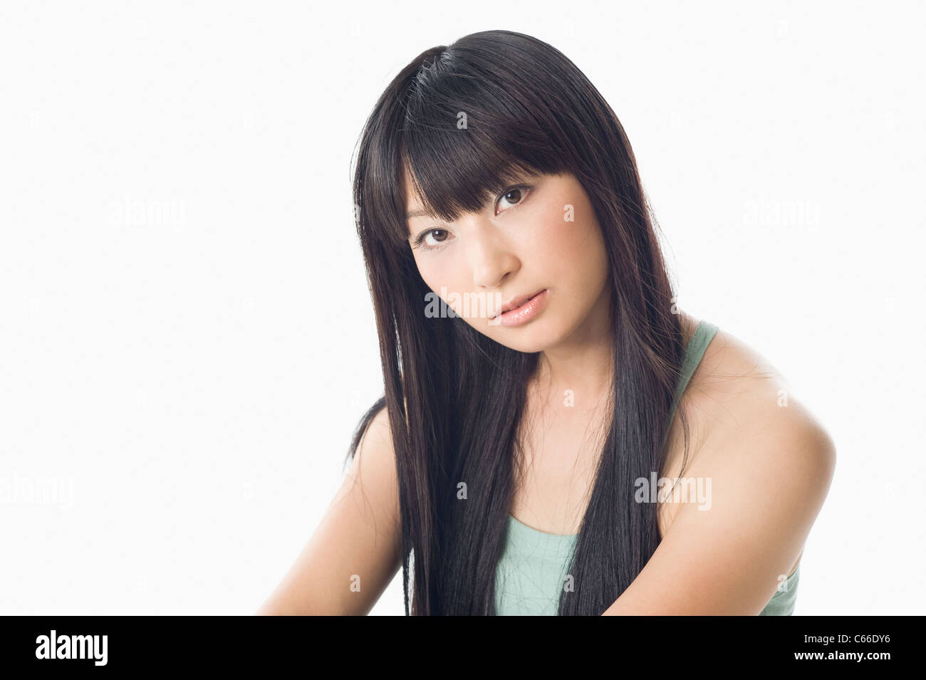 Person long black hair hi-res stock photography and images - Alamy