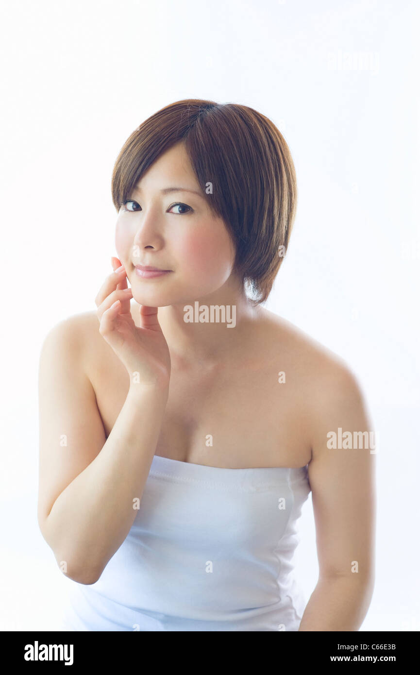 Portrait of Young Woman with Short Hair Stock Photo
