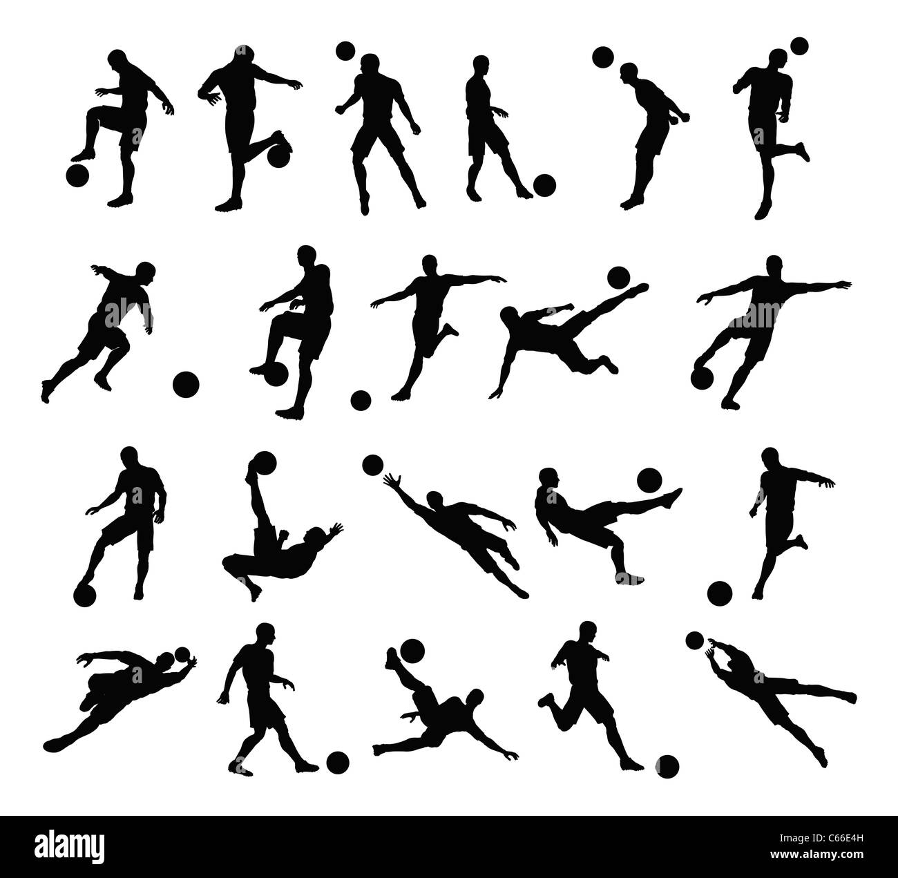 Very high quality detailed soccer football player silhouette Stock ...