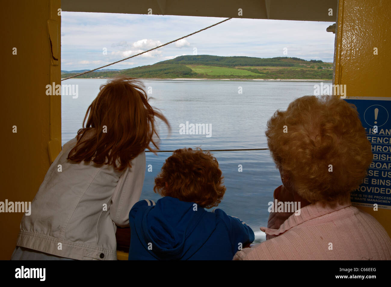 red haired family aboard the ps waverley in scotland Stock Photo
