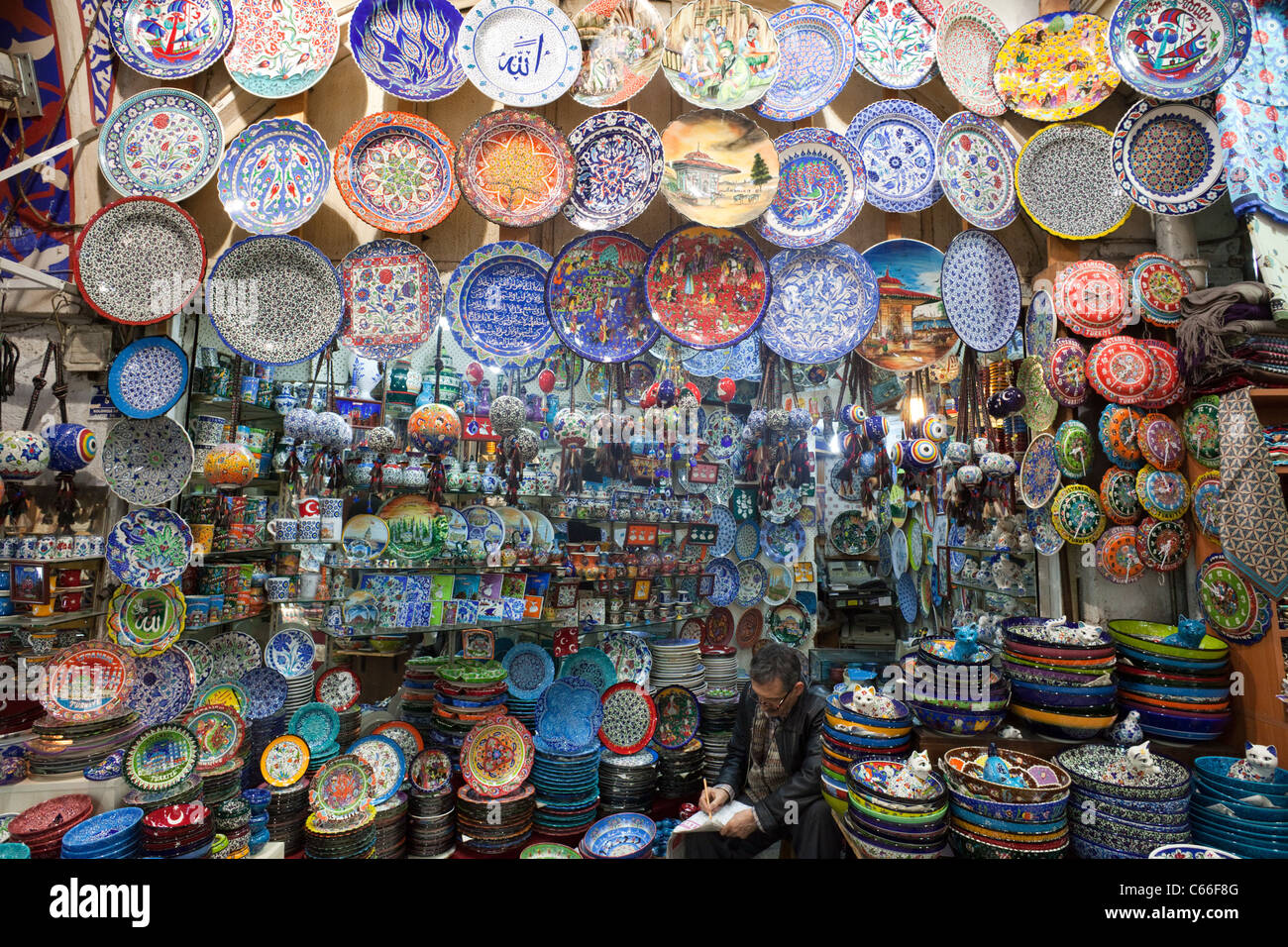 Turkey, Istanbul, Sultanahmet, Grand Bazaar, Ceramic Crockery Shop