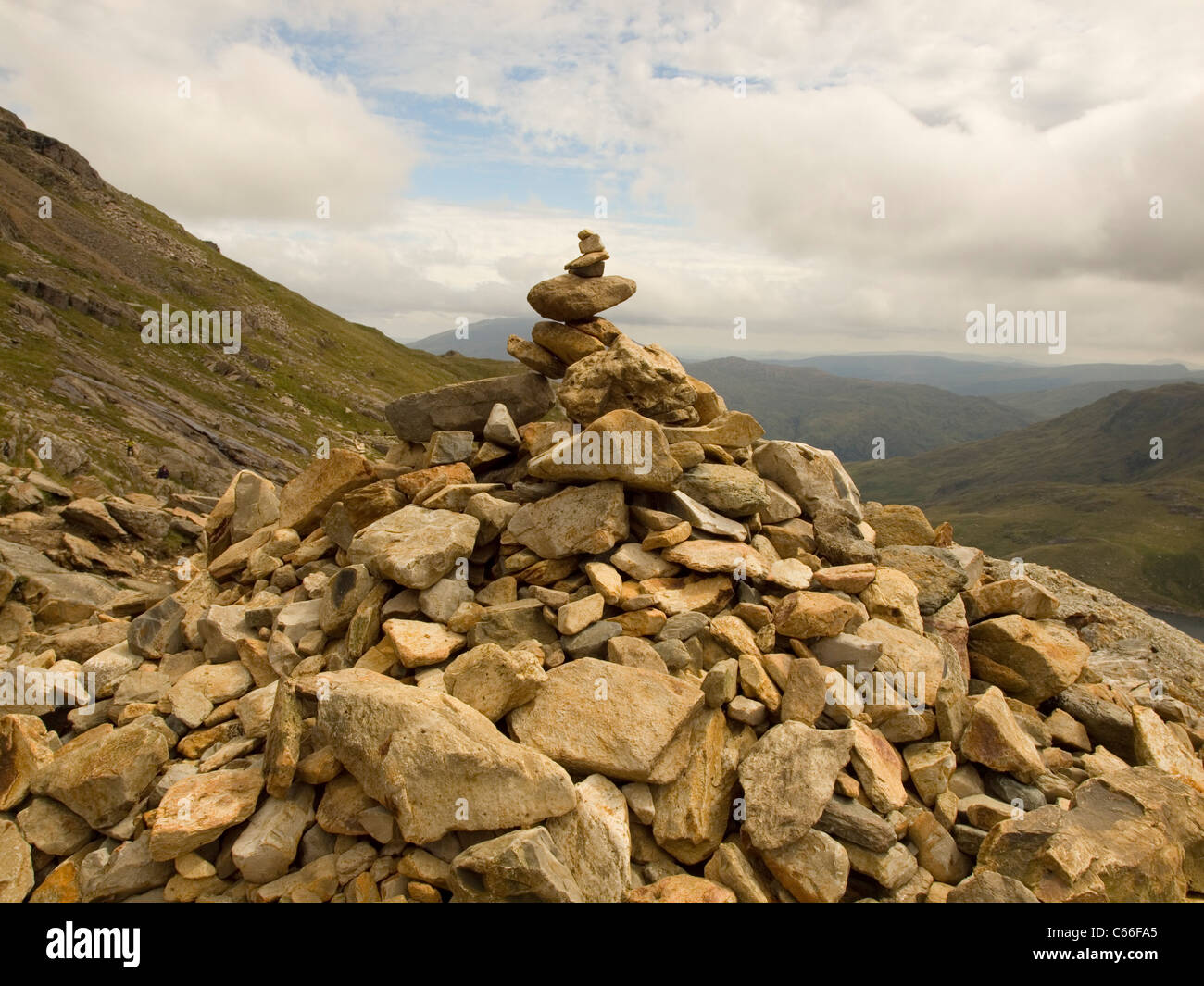 Cairn on Snowdon Stock Photo