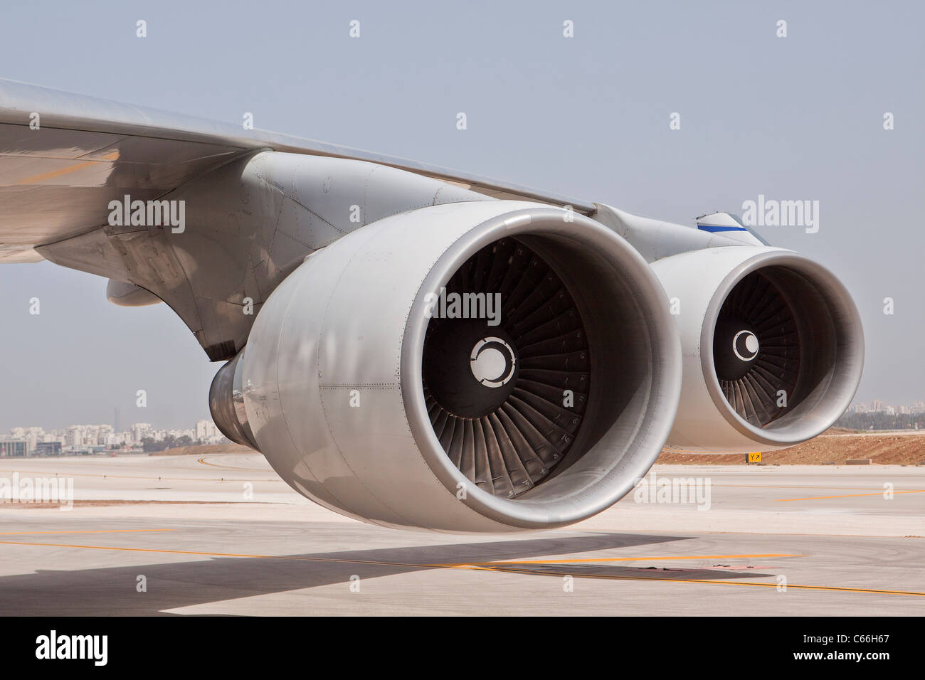 Israel, Ben-Gurion international Airport El-Al Boeing 747-400 passenger jet Stock Photo