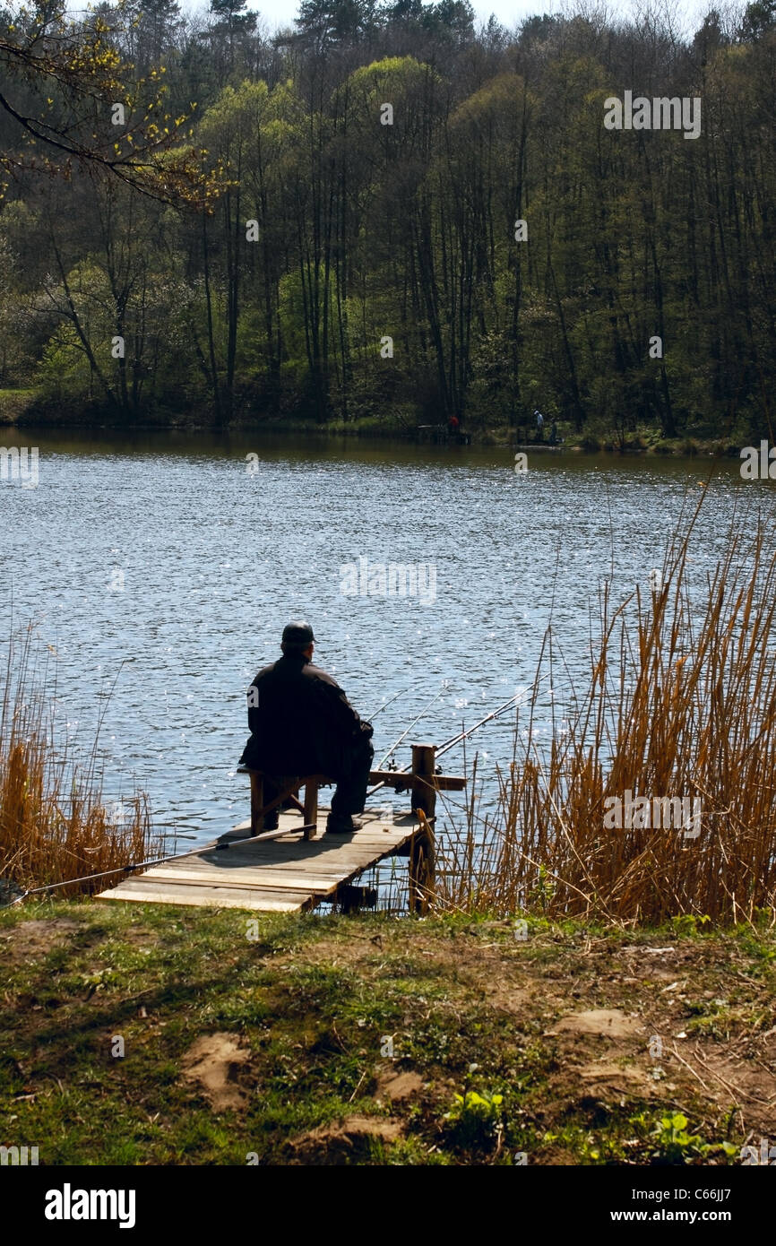 Fisherman fishing lake hi-res stock photography and images - Alamy