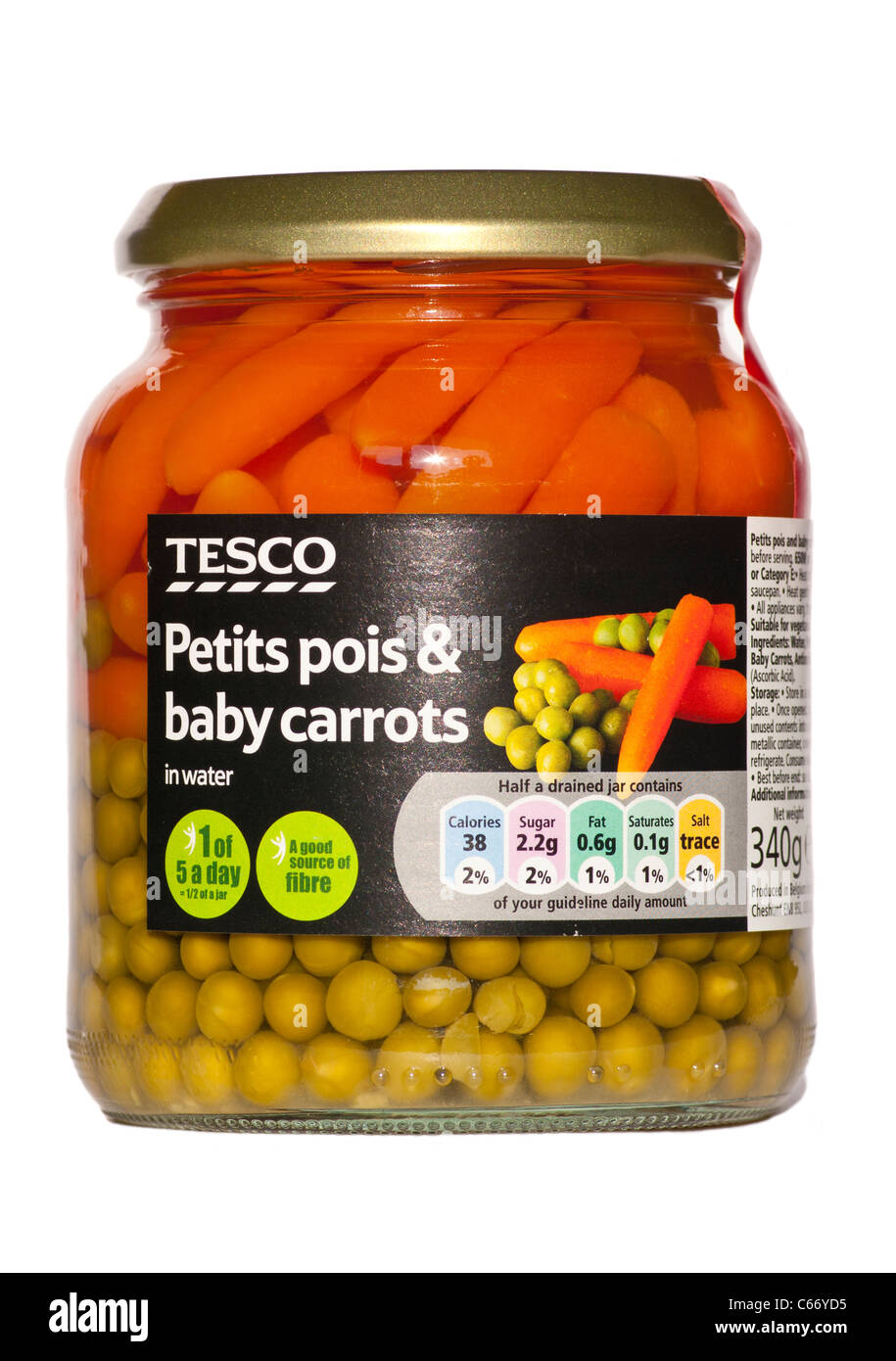 Jar Of Tesco Petits Pois & Baby Carrots Stock Photo Alamy