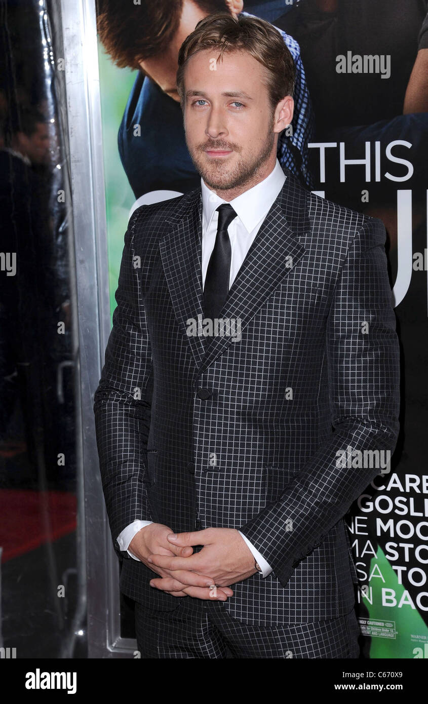 Ryan Gosling (wearing a Gucci suit) at arrivals for Crazy, Stupid, Love.  Premiere, The Ziegfeld Theatre, New York, NY July 19, 2011. Photo By:  Kristin Callahan/Everett Collection Stock Photo - Alamy
