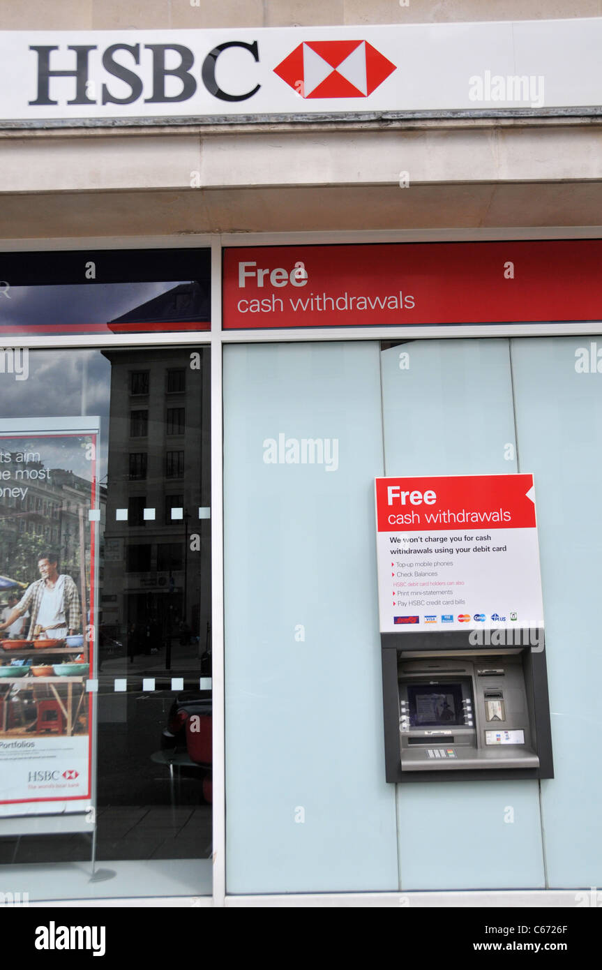 HSBC bank London logo cash machine Stock Photo Alamy