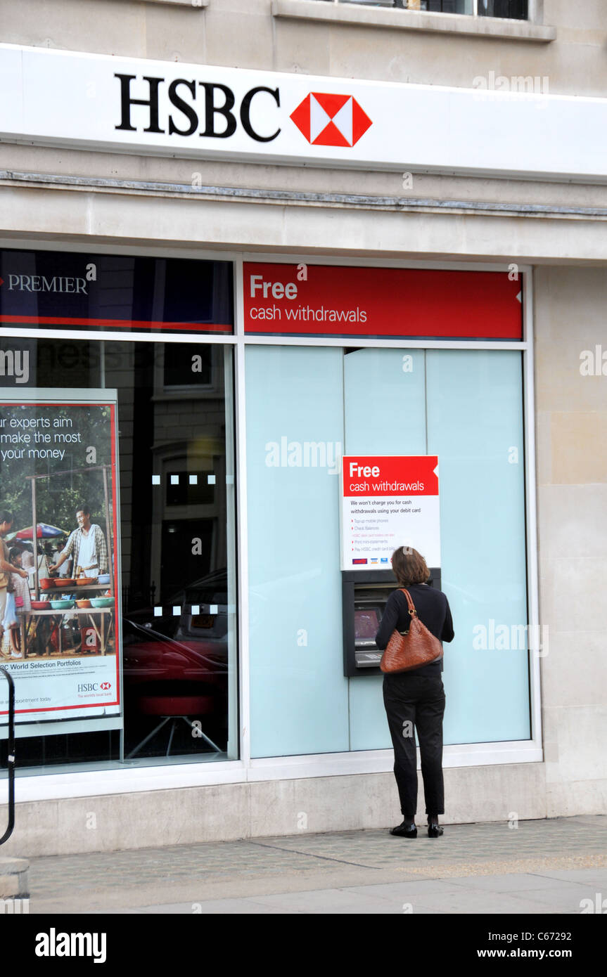HSBC bank London logo cash machine Stock Photo Alamy