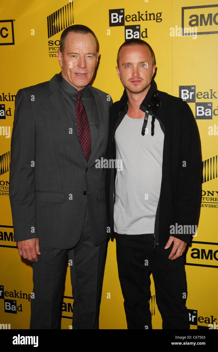 Bryan Cranston, Aaron Paul at arrivals for BREAKING BAD Season Four Premiere, The Chinese 6 Theatres, Los Angeles, CA June 28, 2011. Photo By: Elizabeth Goodenough/Everett Collection Stock Photo