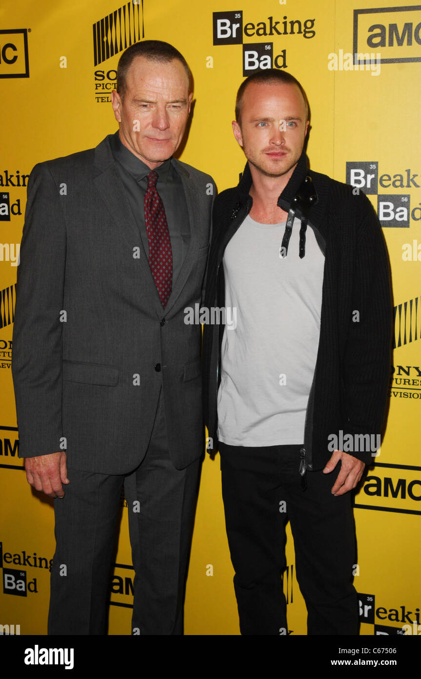 Bryan Cranston, Aaron Paul at arrivals for BREAKING BAD Season Four Premiere, The Chinese 6 Theatres, Los Angeles, CA June 28, 2011. Photo By: Elizabeth Goodenough/Everett Collection Stock Photo