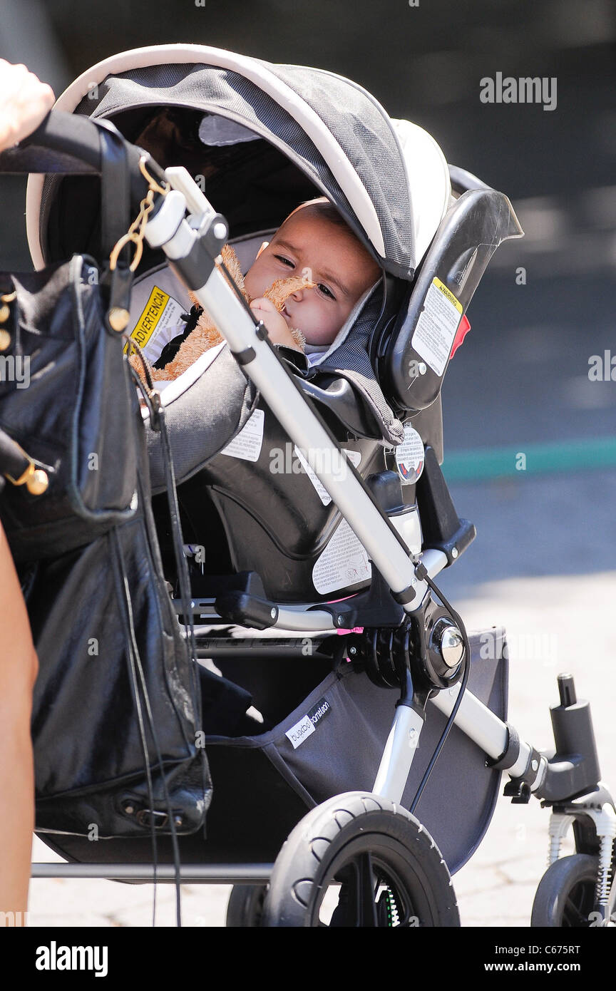 Mason Disick in stroller being walked in Battery Park City by