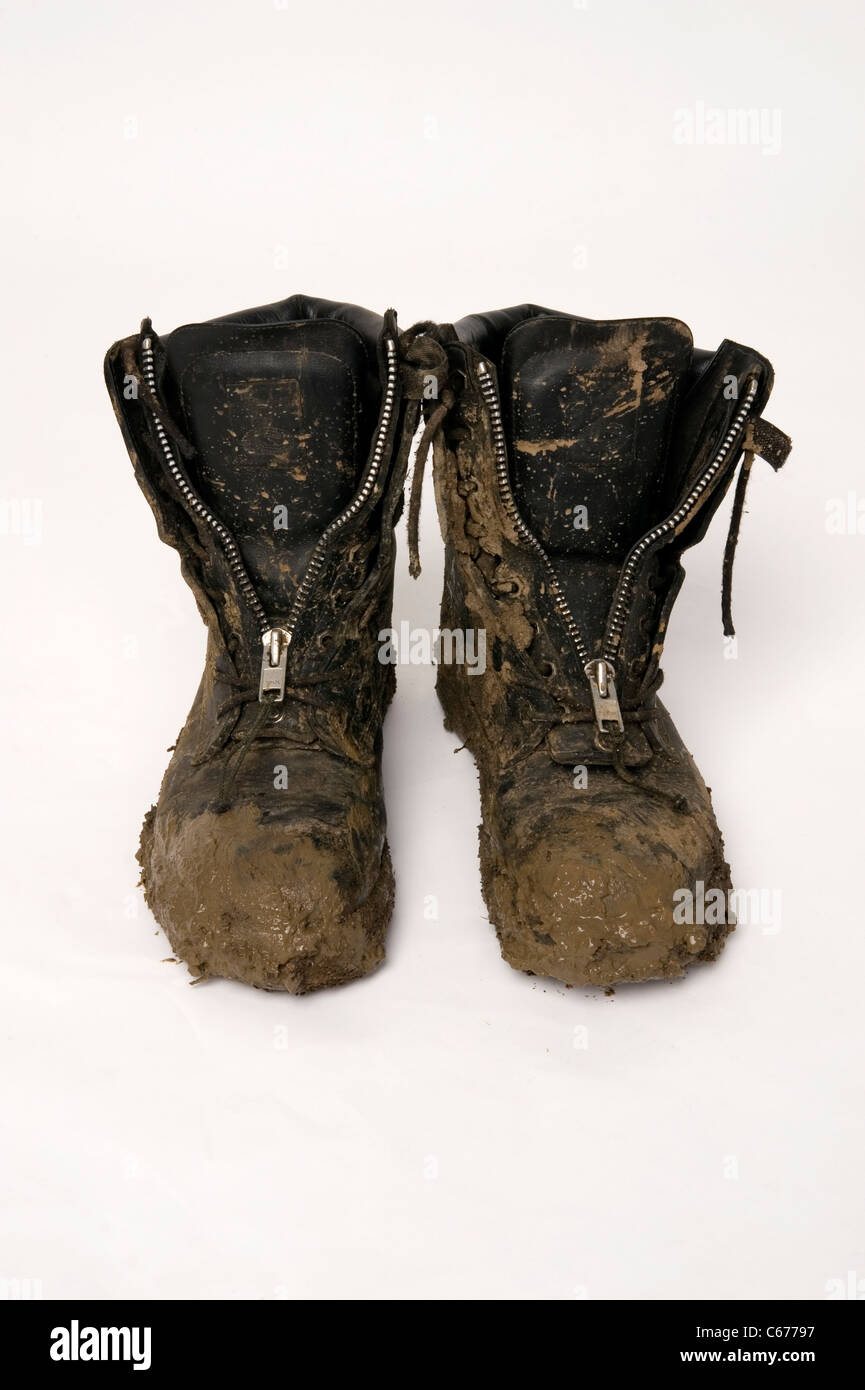 muddy work boots Stock Photo Alamy
