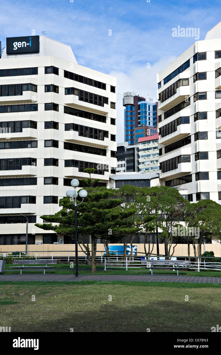 Commercial Office High-Rise Buildings near Lampton Quay and The Waterfront Wellington North Island New Zealand NZ Stock Photo