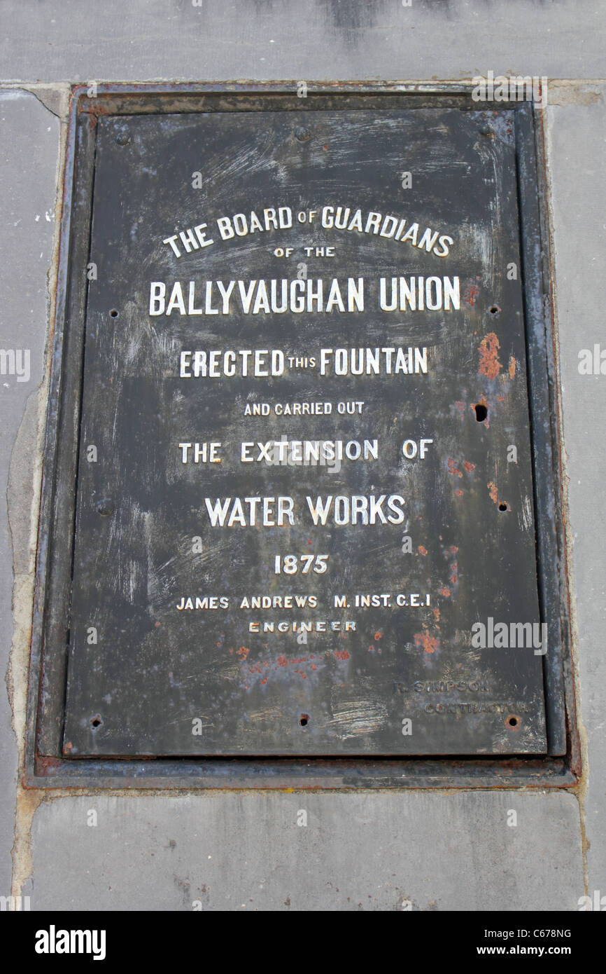 Commemorative plaque on the public drinking fountain, Ballyvaughan