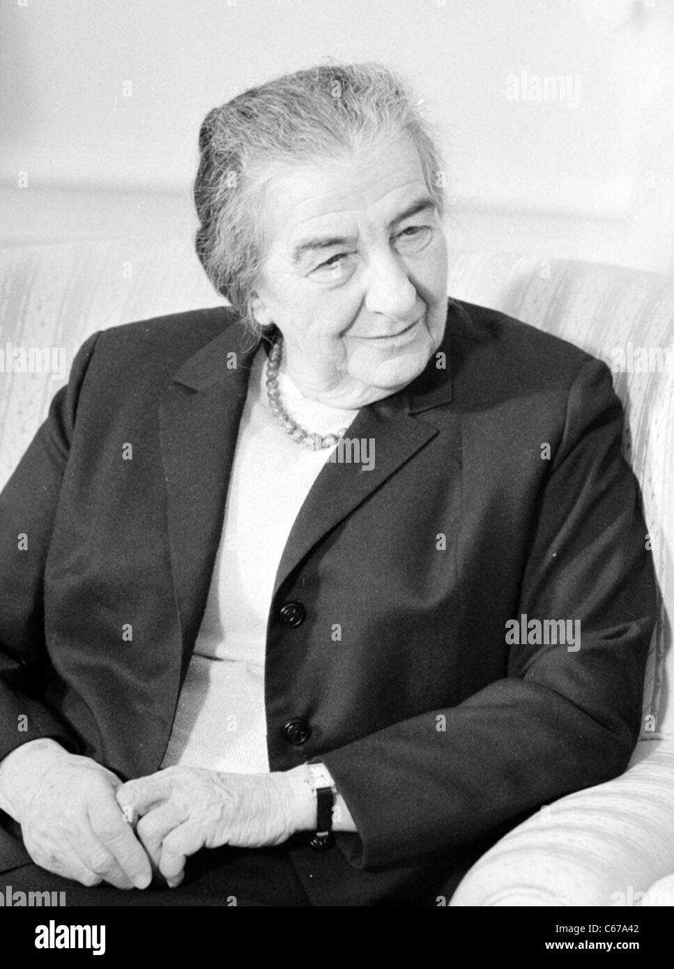 Golda Meir, earlier Golda Meyerson, born Golda Mabovitch, the fourth Prime Minister of the State of Israel. Stock Photo