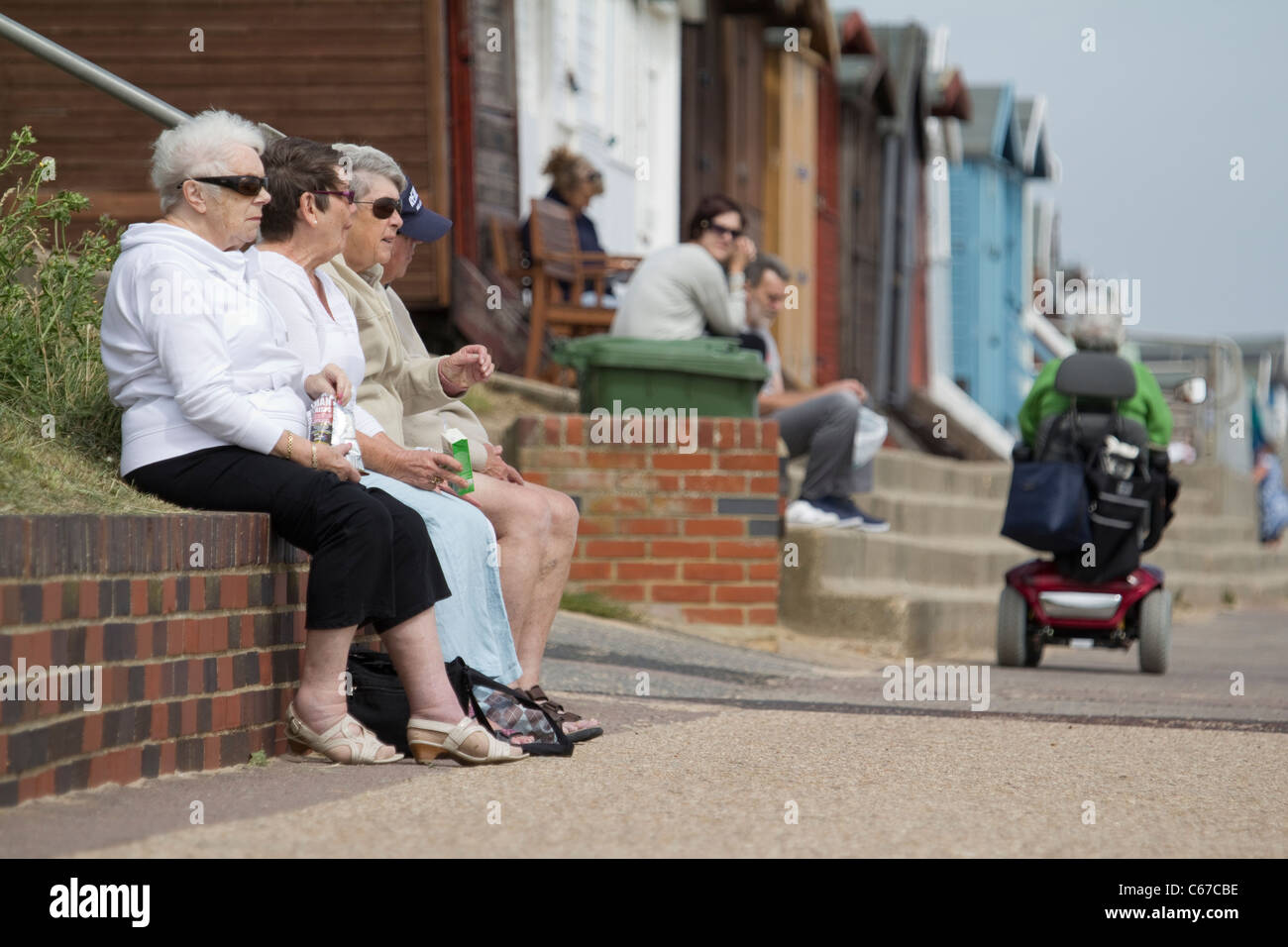Frinton essex elderly people on seafront Stock Photo