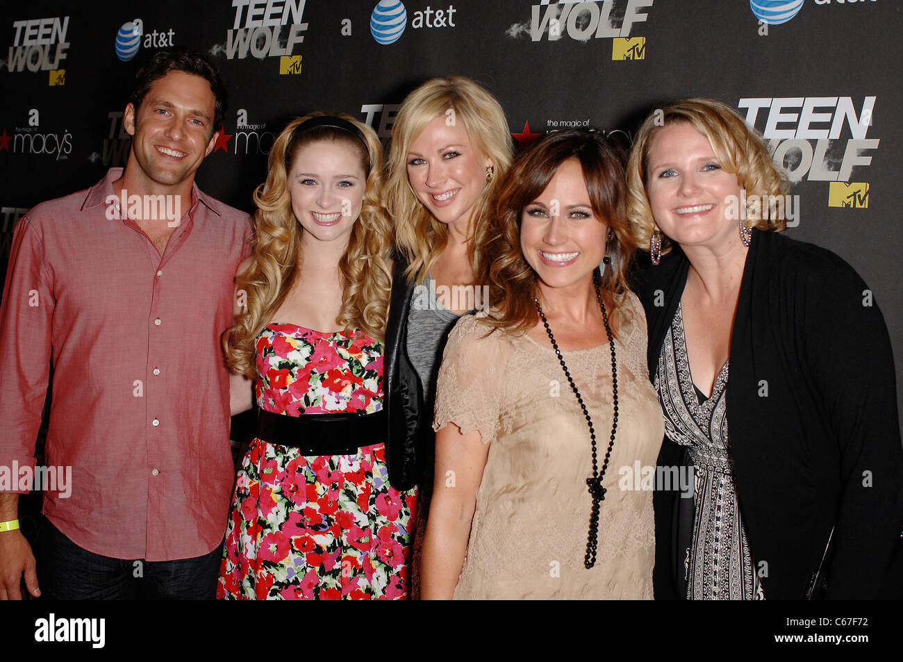 Mike Faiola, Greer, Grammer, Desi Lydic, Nikki Deloach, Lauren Lungerich at arrivals for TEEN WOLF Premiere Party, The Roosevelt Hotel, Los Angeles, CA May 25, 2011. Photo By: Michael Germana/Everett Collection Stock Photo