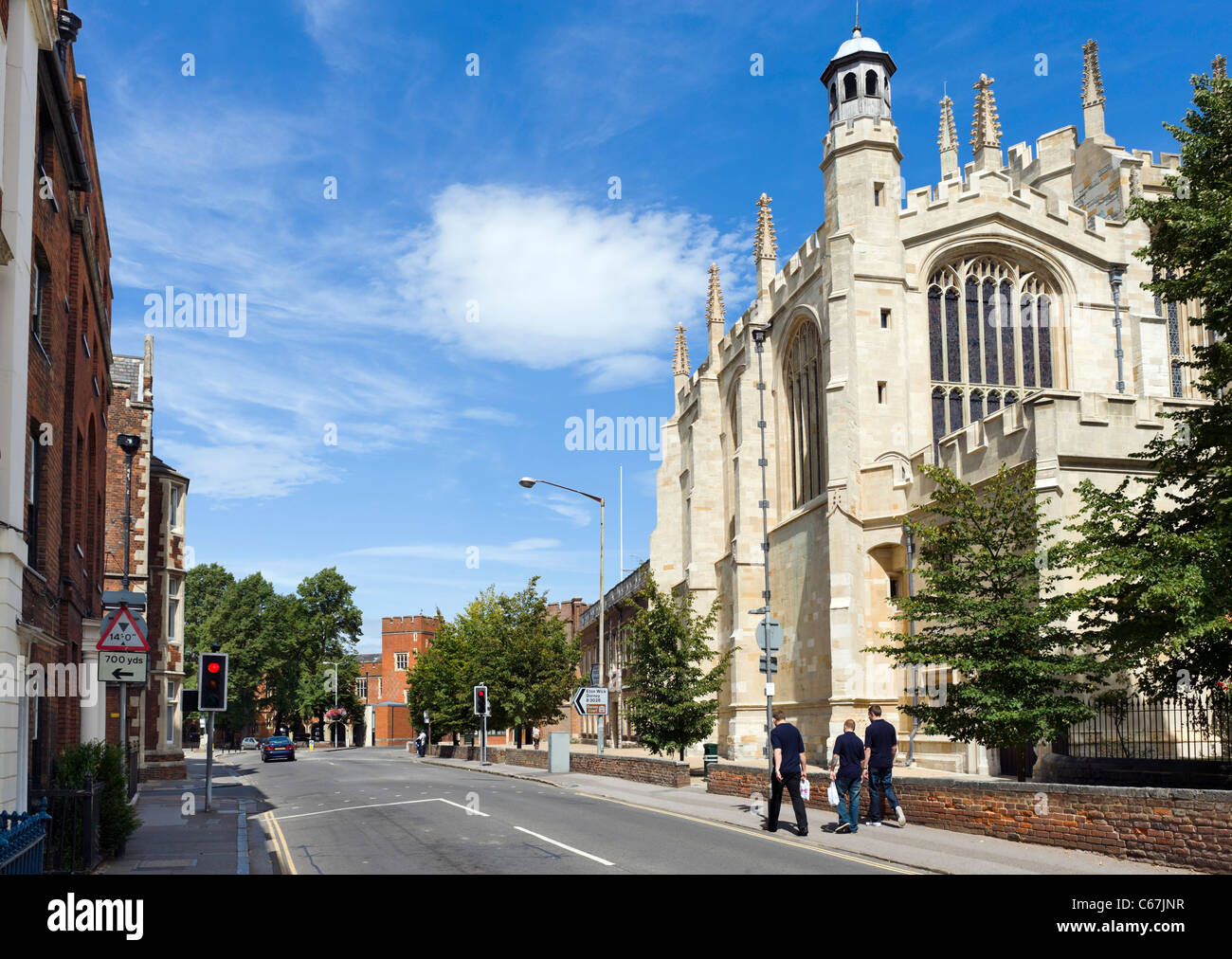 Eton College at the top of Eton High Street with the College Chapel to the right, Berkshire, England, UK Stock Photo