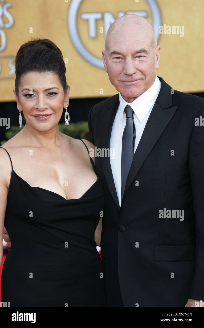 Marina Sirtis, Patrick Stewart at arrivals for 17th Annual Screen Actors Guild SAG Awards - ARRIVALS, Shrine Auditorium, Los Angeles, CA January 30, 2011. Photo By: James Atoa/Everett Collection Stock Photo