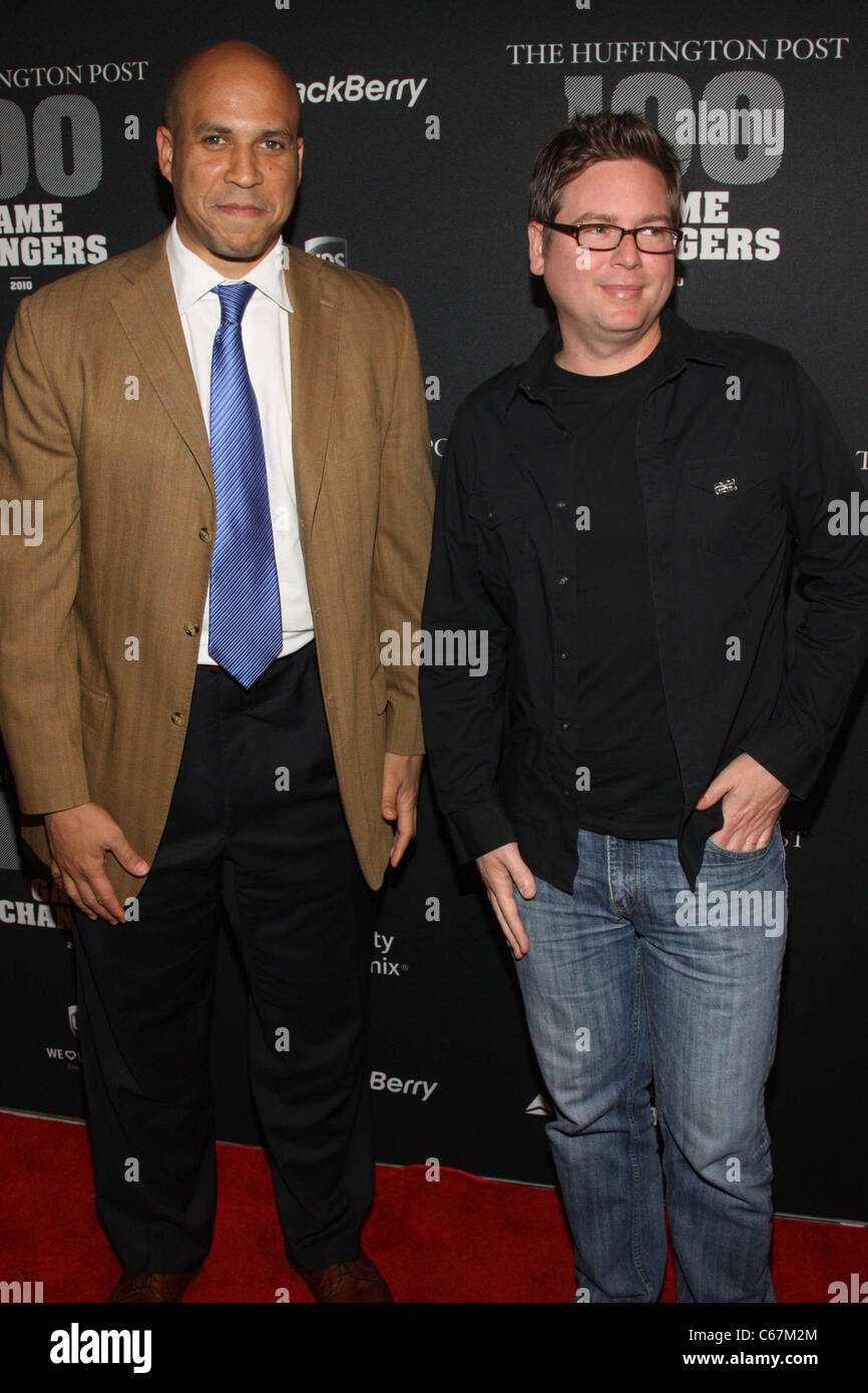 Cory Booker, Biz Stone at arrivals for The Huffington Post 2010 Game Changers Event, Skylight Studios, New York, NY October 28, Stock Photo