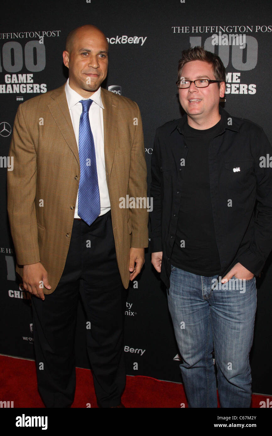 Cory Booker, Biz Stone at arrivals for The Huffington Post 2010 Game Changers Event, Skylight Studios, New York, NY October 28, Stock Photo
