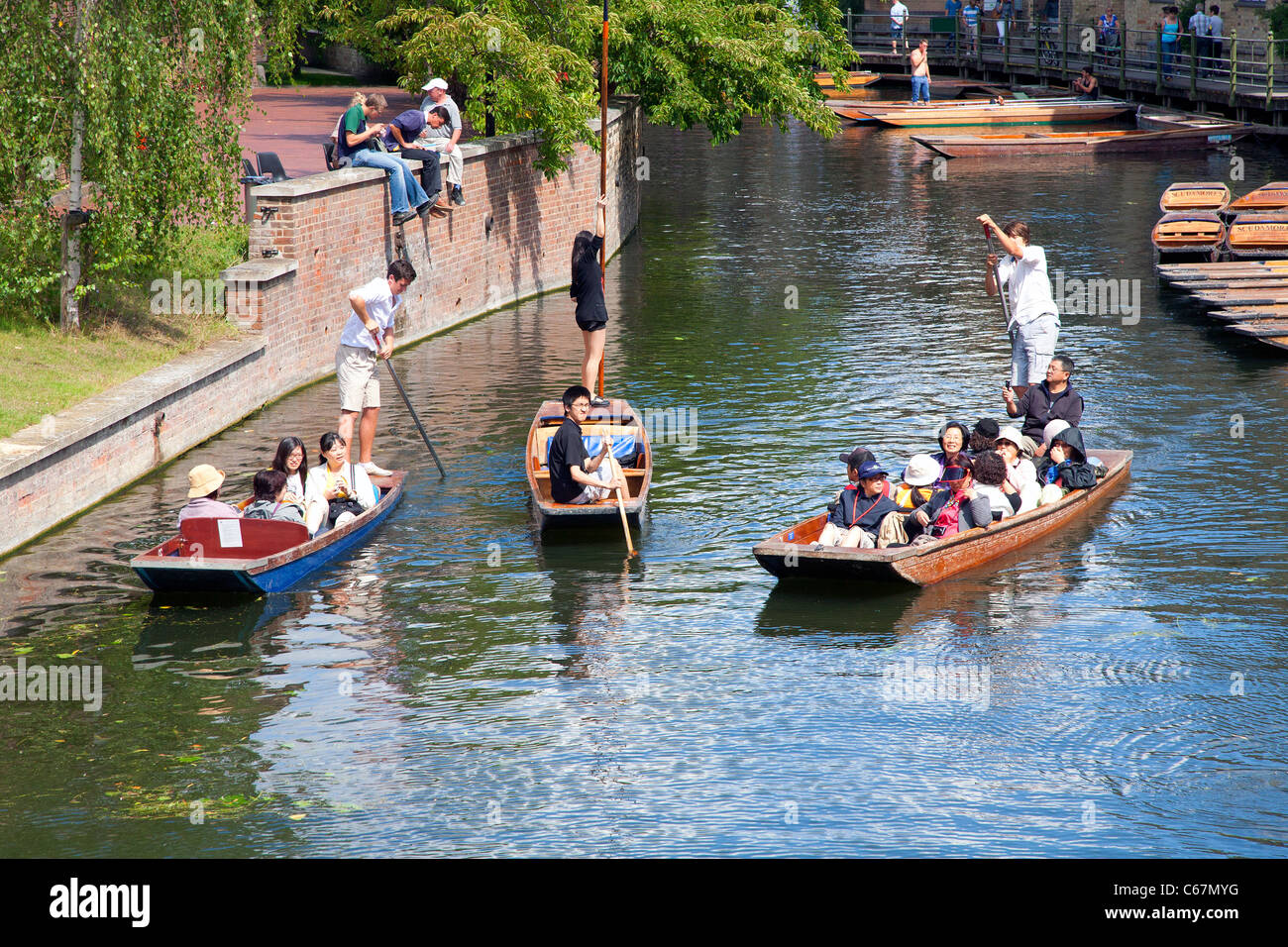 punting in Cambridge Stock Photo