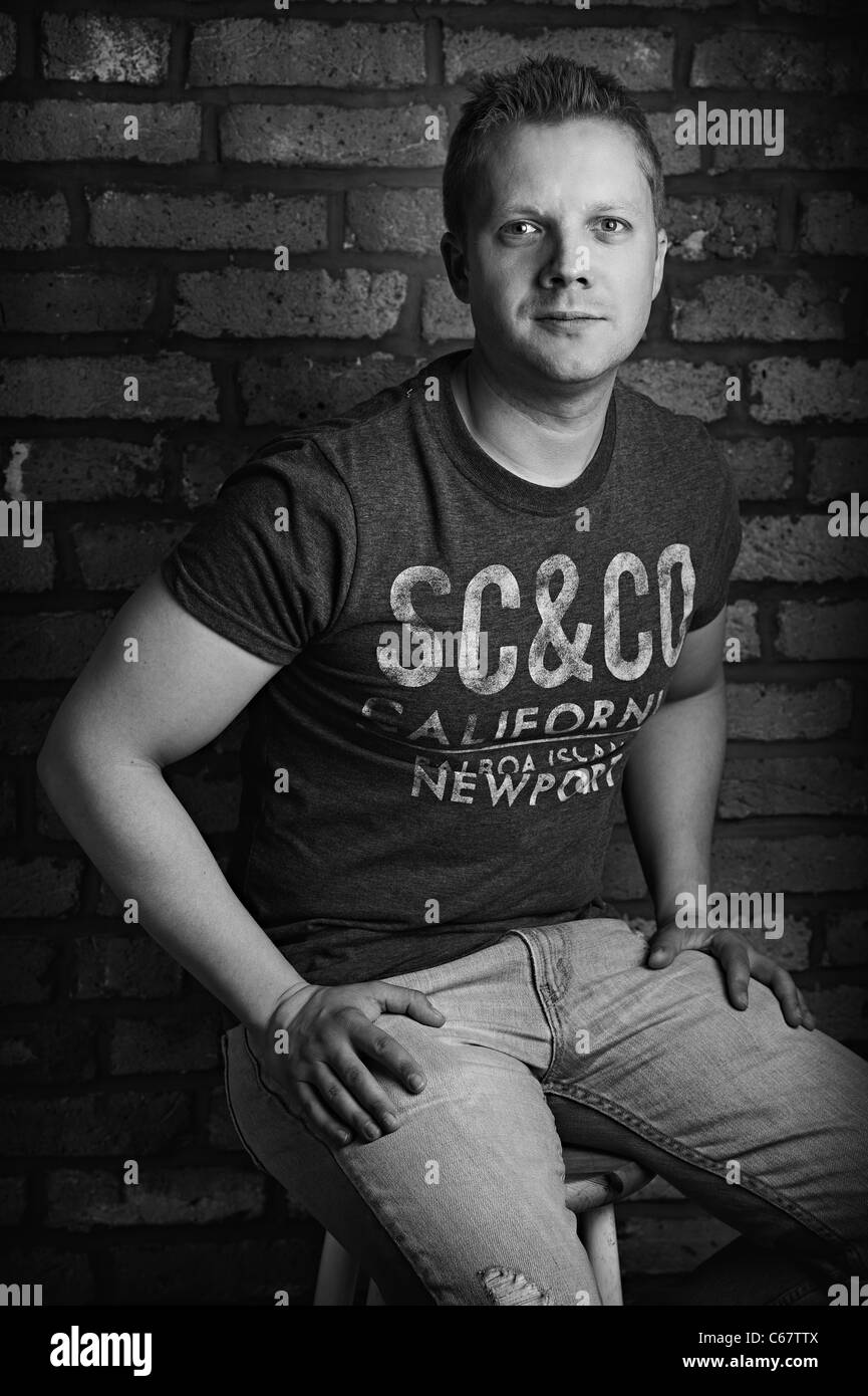 Casual studio male Black and White Stock Photos & Images - Alamy
