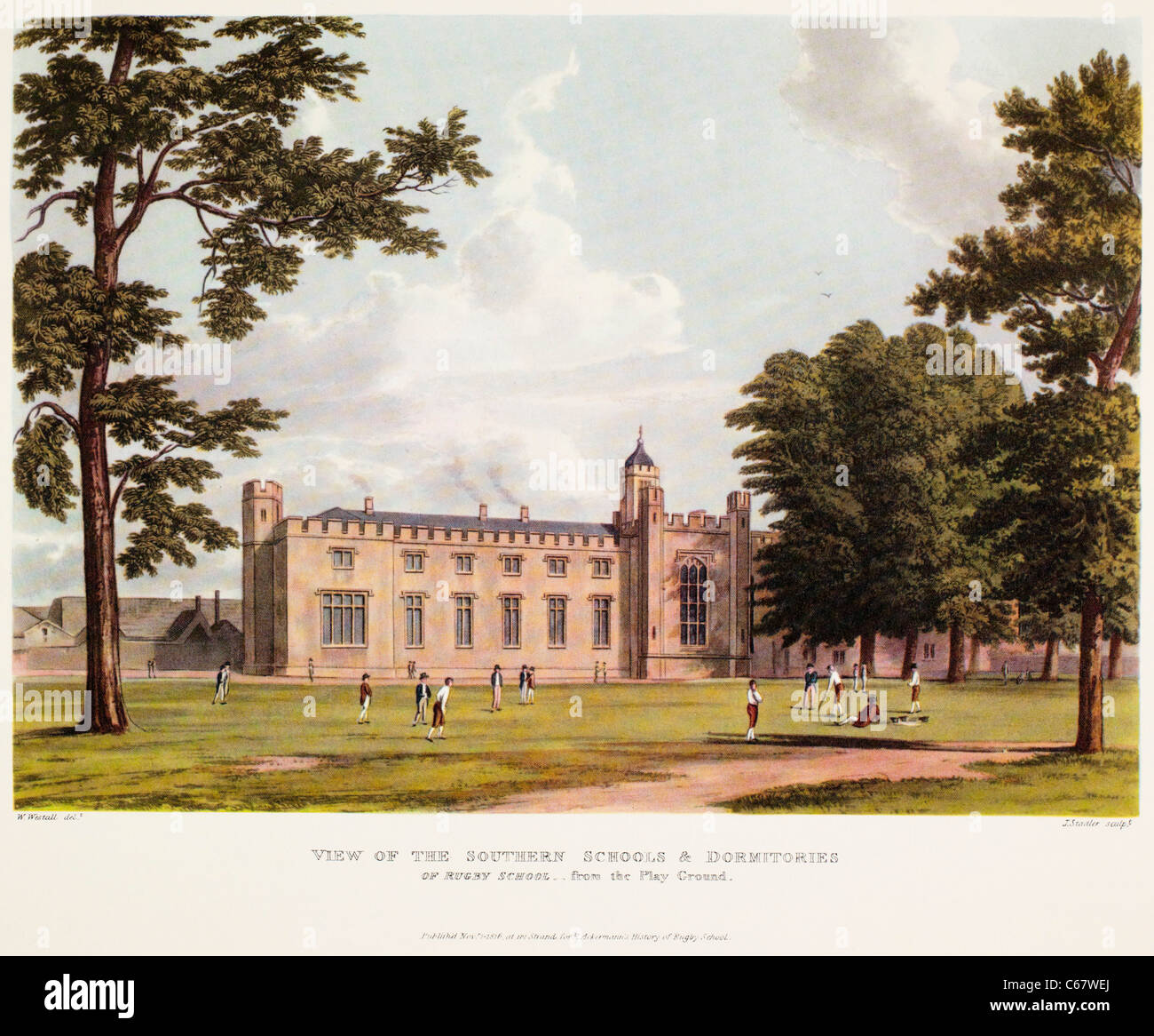 Rugby School, England, in 1816. From Ackerman's History of Rugby School