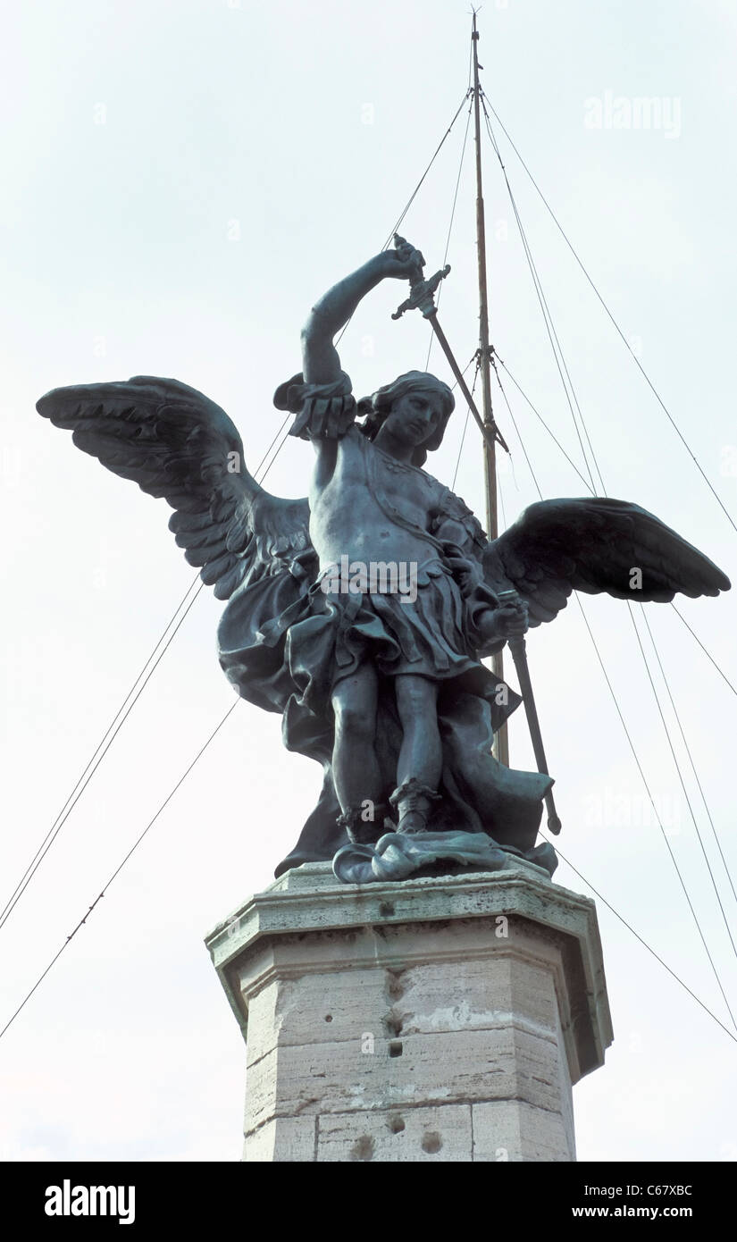 Archangel Michael on top of Castel Sant'Angelo, Rome Stock Photo