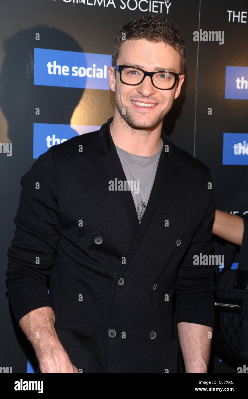 Justin Timberlake at arrivals for Columbia Pictures and the Cinema Society Special Screening of THE SOCIAL NETWORK, School of Visual Arts (SVA) Theater, New York, NY September 29, 2010. Photo By: Rob Rich/Everett Collection Stock Photo