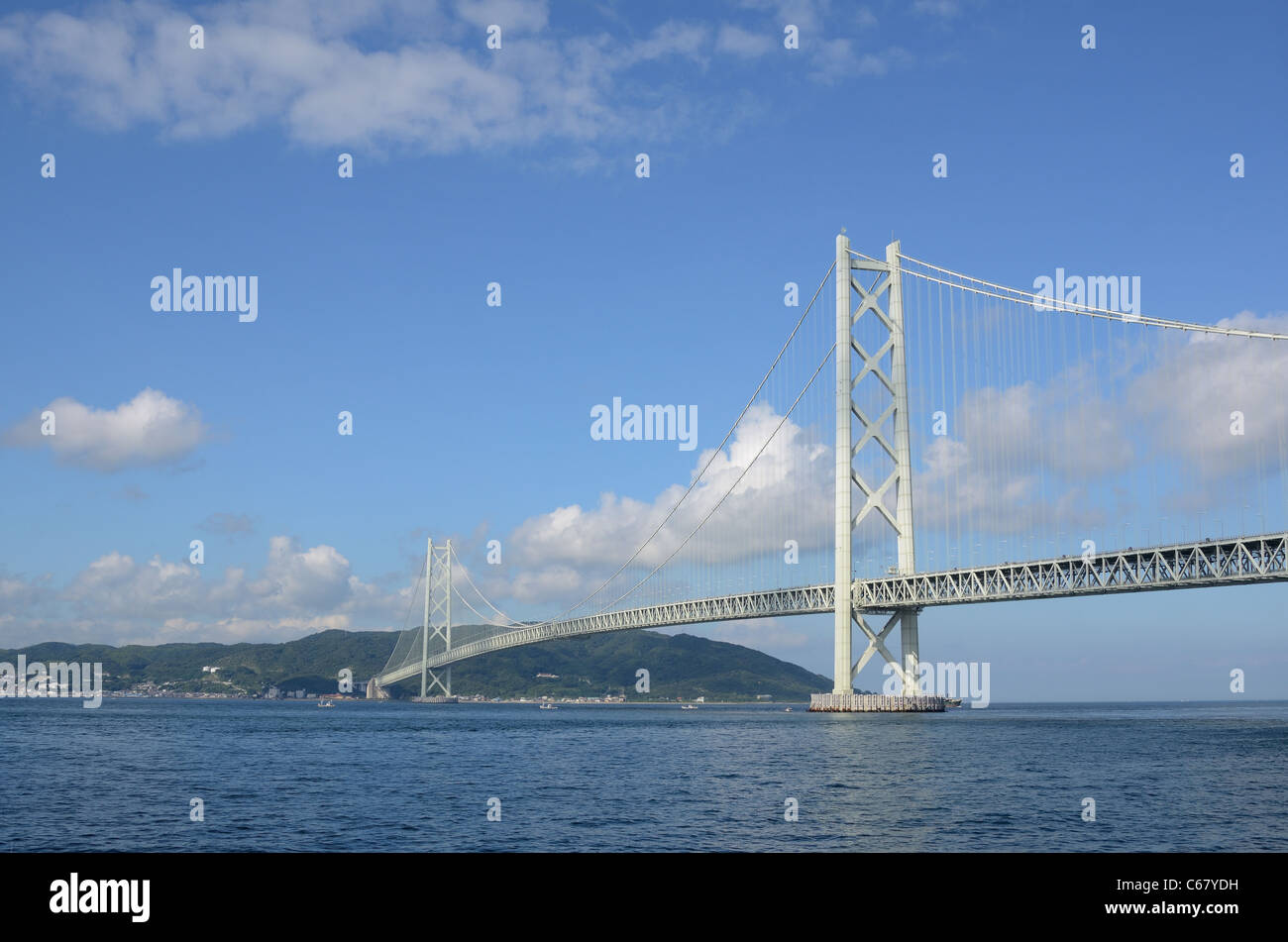 Akashi Kaikyo Bridge (Pearl Bridge) in Kobe, Japan. Stock Photo