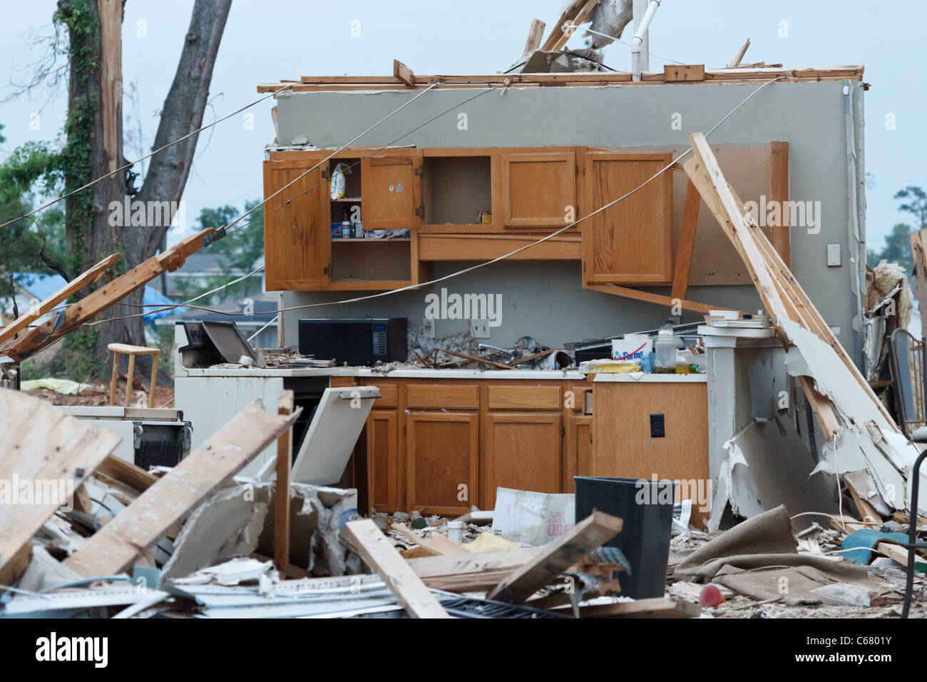 Part of the damage from the April 27, 2011 Tuscaloosa, Alabama tornado  damage as viewed 6 weeks later on June 16 Stock Photo - Alamy
