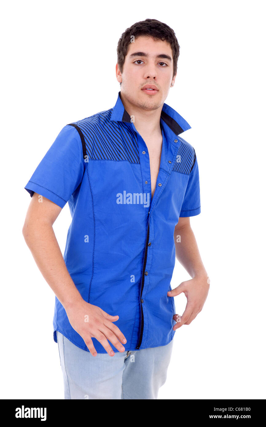 young casual man posing, isolated on white background Stock Photo - Alamy