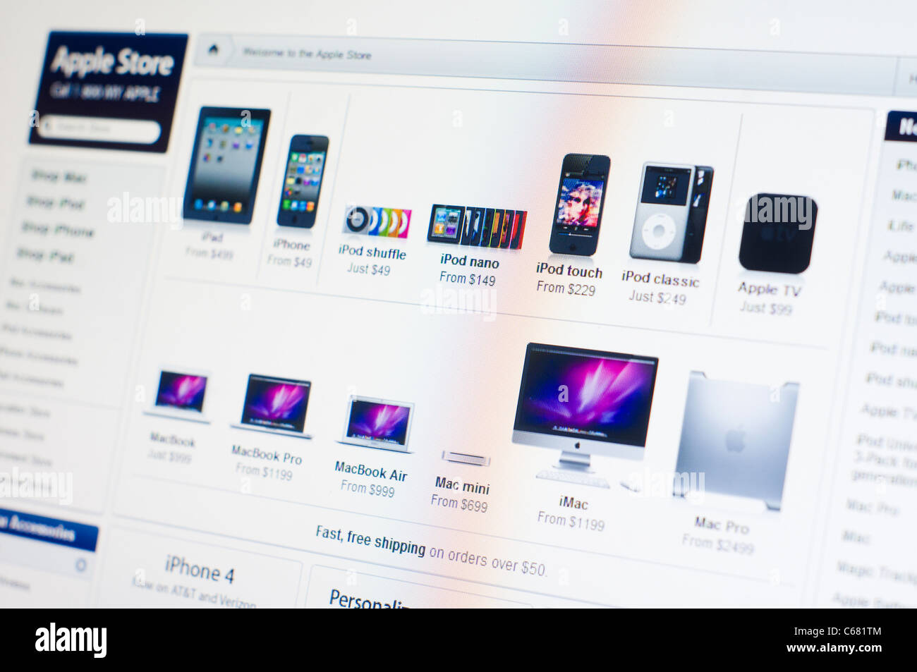 a close up shot of computer screen of Apple online store, selling
