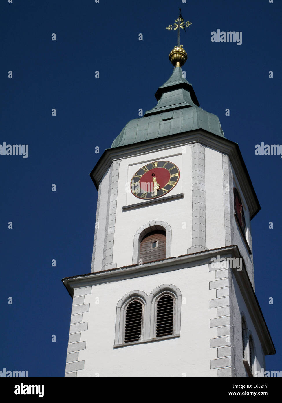 Tower of Catholic church in Bad Wurzach, Germany Stock Photo