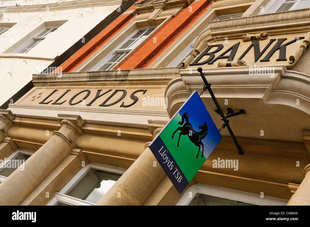 Old and new signs for Lloyds TSB bank Stock Photo