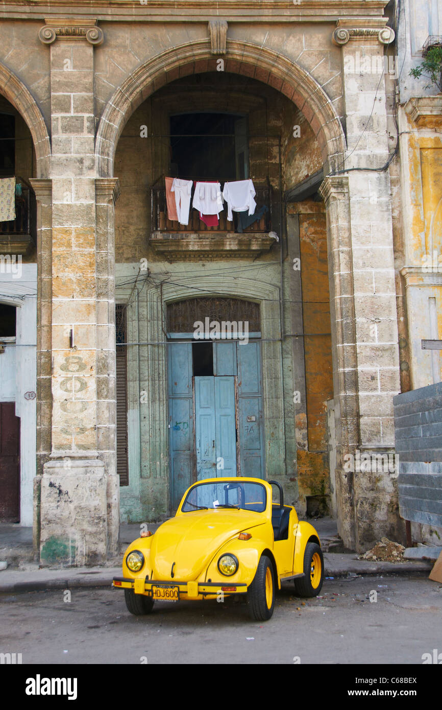 Convertible VW Beetle in Havana Cuba Stock Photo