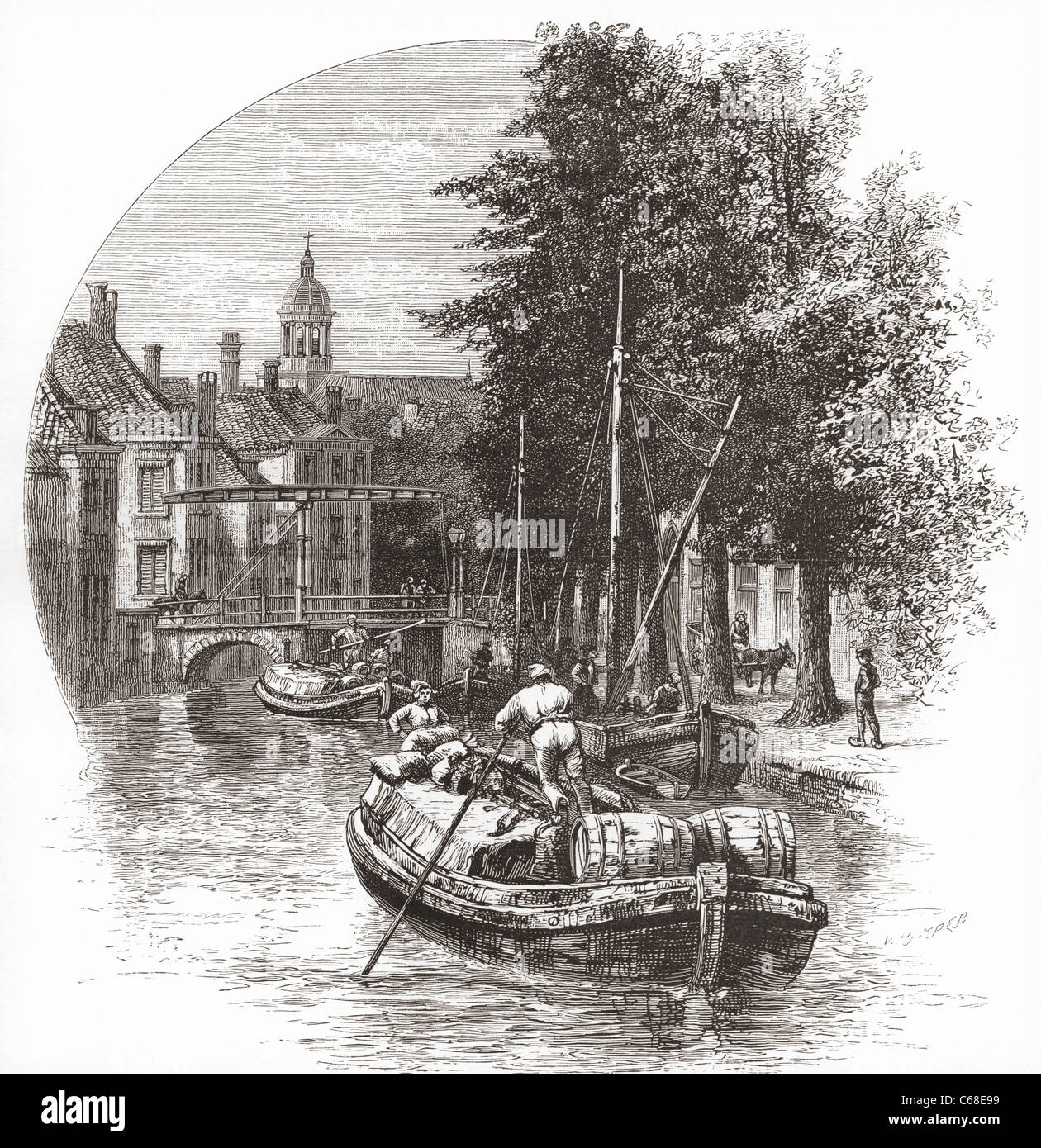 Leiden, South Holland, the Netherlands in the 19th century. Stock Photo
