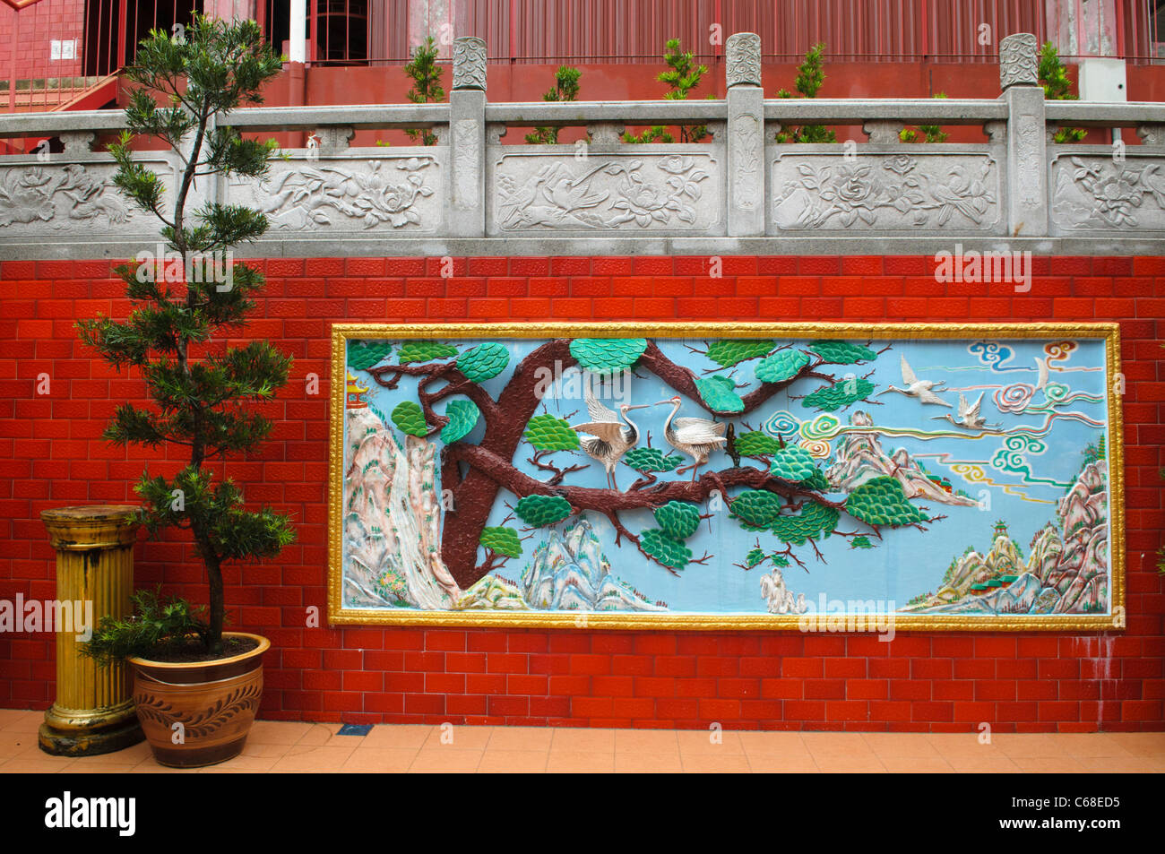 painting at Tua Pek Kong Chinese Temple in Kuching in Sarawak, Borneo, Malaysia Stock Photo
