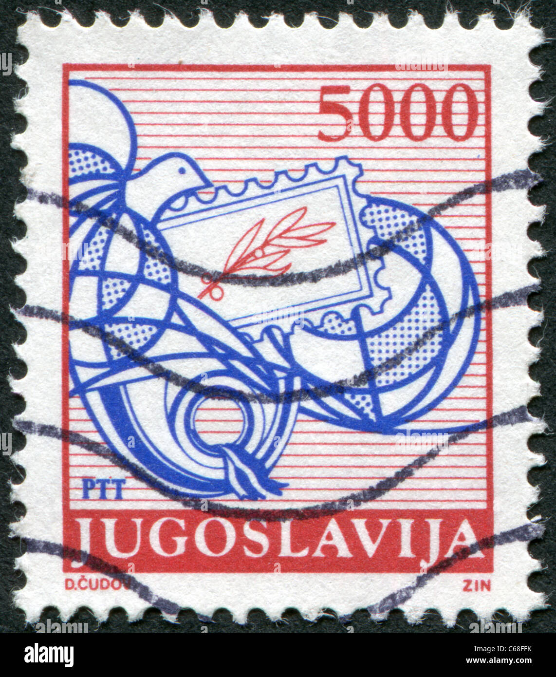 YUGOSLAVIA 1989 A stamp printed in Yugoslavia, shows a homing pigeon