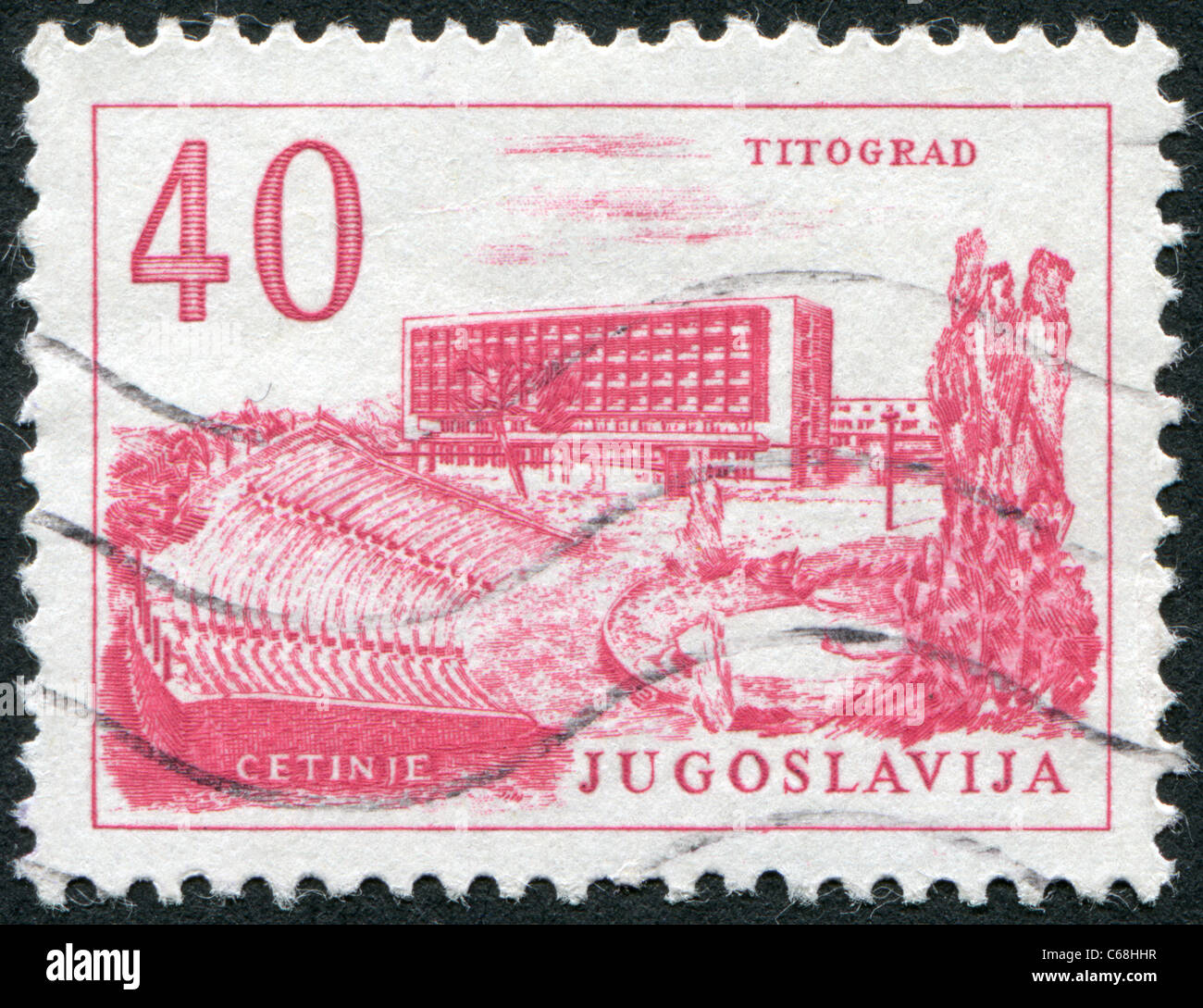YUGOSLAVIA - 1958: A stamp printed in Yugoslavia, shows Titograd